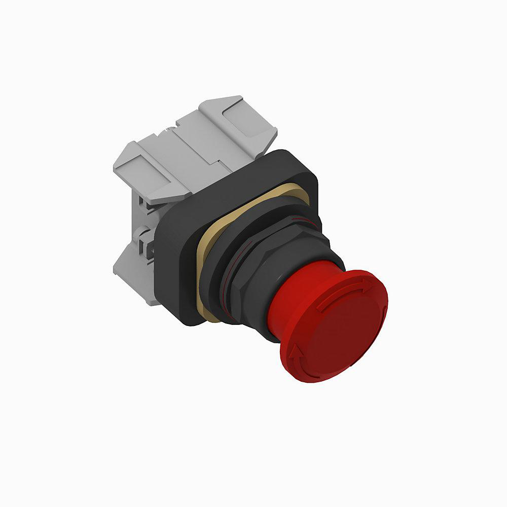 Product image for Pushbutton push-pull/twist 1NCLB 12VAC/DC mushroom head red