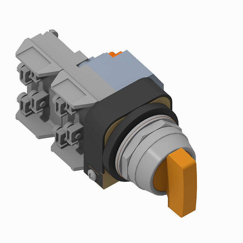 Product image for Switch selector 2NO-2NC spring return from right knob lever KB7-cam amber