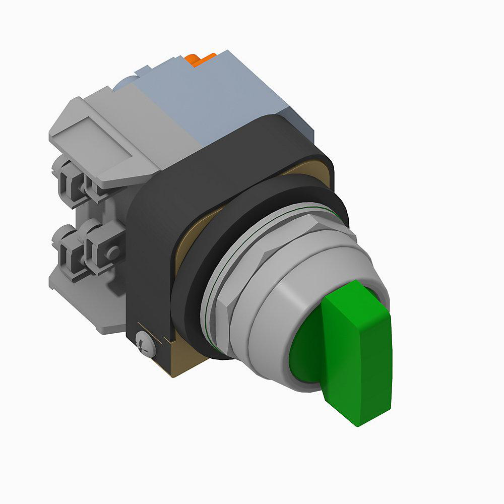 Product image for Switch selector 1NO-1NC maintained knob C7-cam 120V green