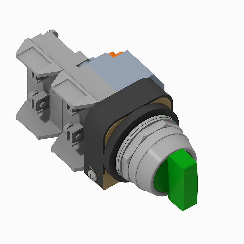 Product image for Switch selector 1NC-1NCLB spring return from both knob B7-cam 120V green