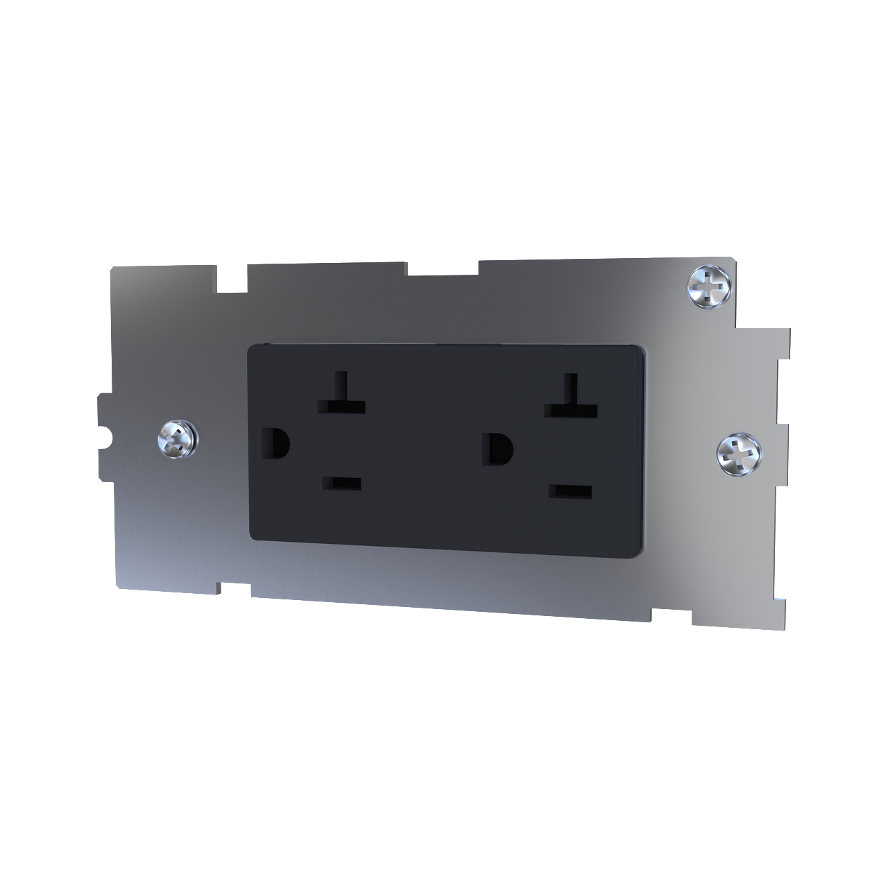 Product image for 20Amp Device Plate With Tamper Resistant Decorator Plugtail Receptacle Black
