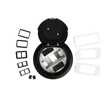 Product image for 6AT Prewired Evolution™ Poke Thru Device, Surface Style Cover, Black