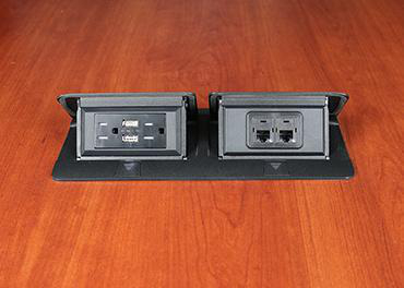 Product image for Cord Ended deQuorum™ Dual Flip-Up Unit with USB