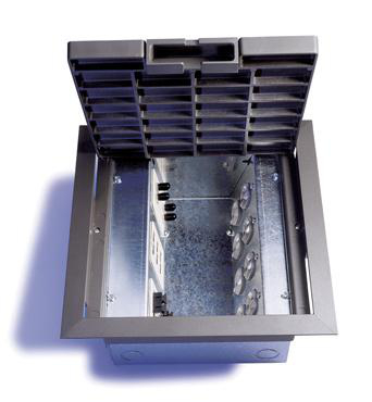 Product image for AC SeriesTM AC10105 Eight Gang Raised Floor Box with Gray Carpet style Lid