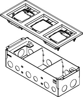 Product image for 880W3838TCAL Series Two-Gang Steel Floor Box for Wood Floors