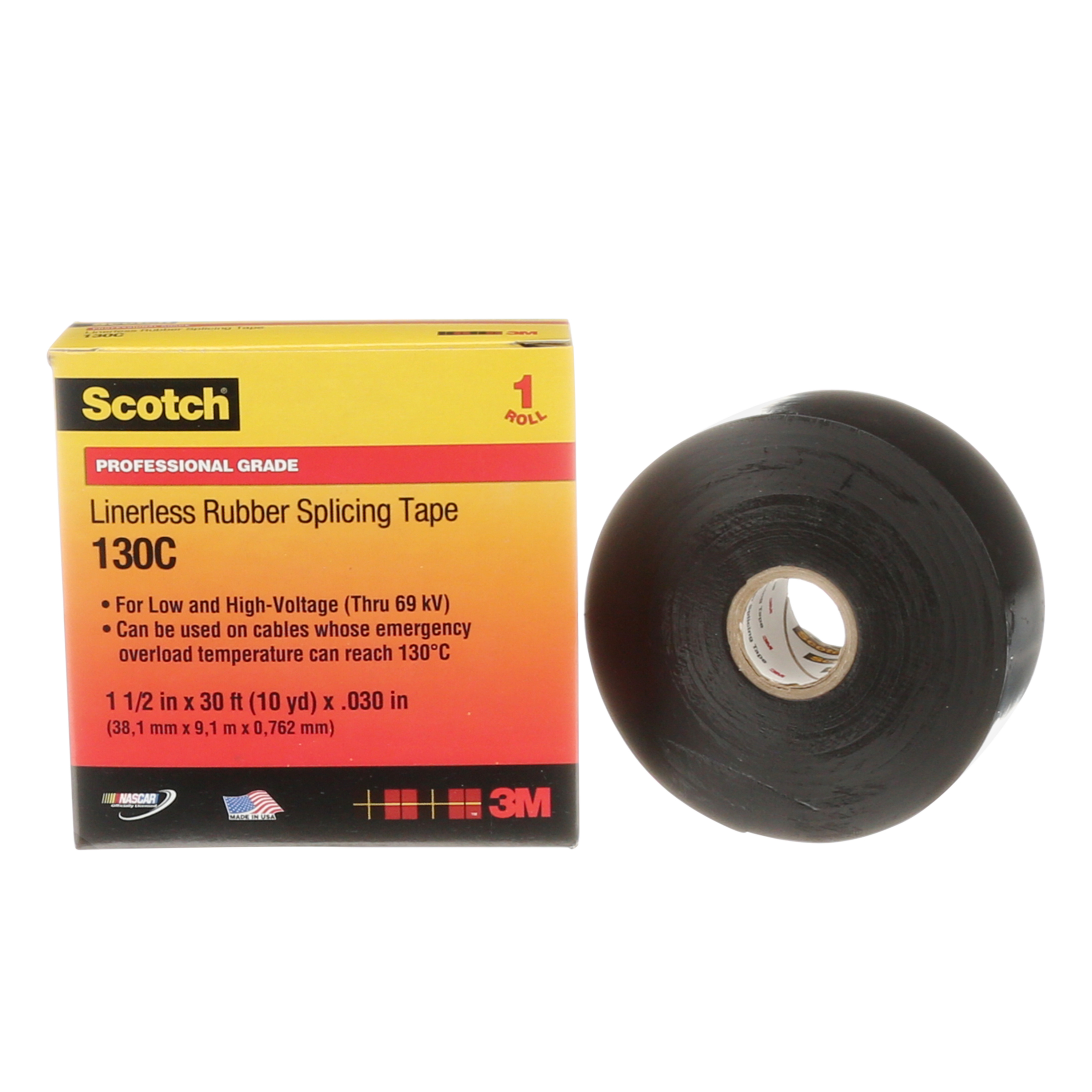 Product image for MMM 130C-1.5X30 7000006086 TAPE LINERLESS RUBBER SPLICING 1-1/2" X 30FT