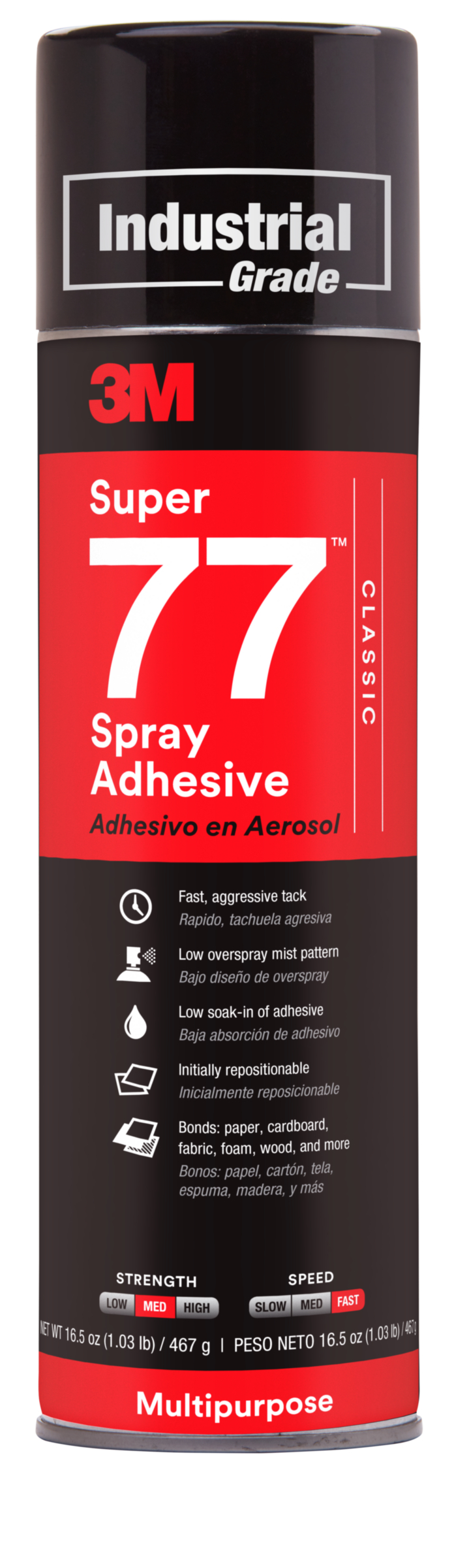 Product image for MMM SUPER77-24 7000028592 SPRAY ADHESIVE LOW VOC 24LF OZ CAN