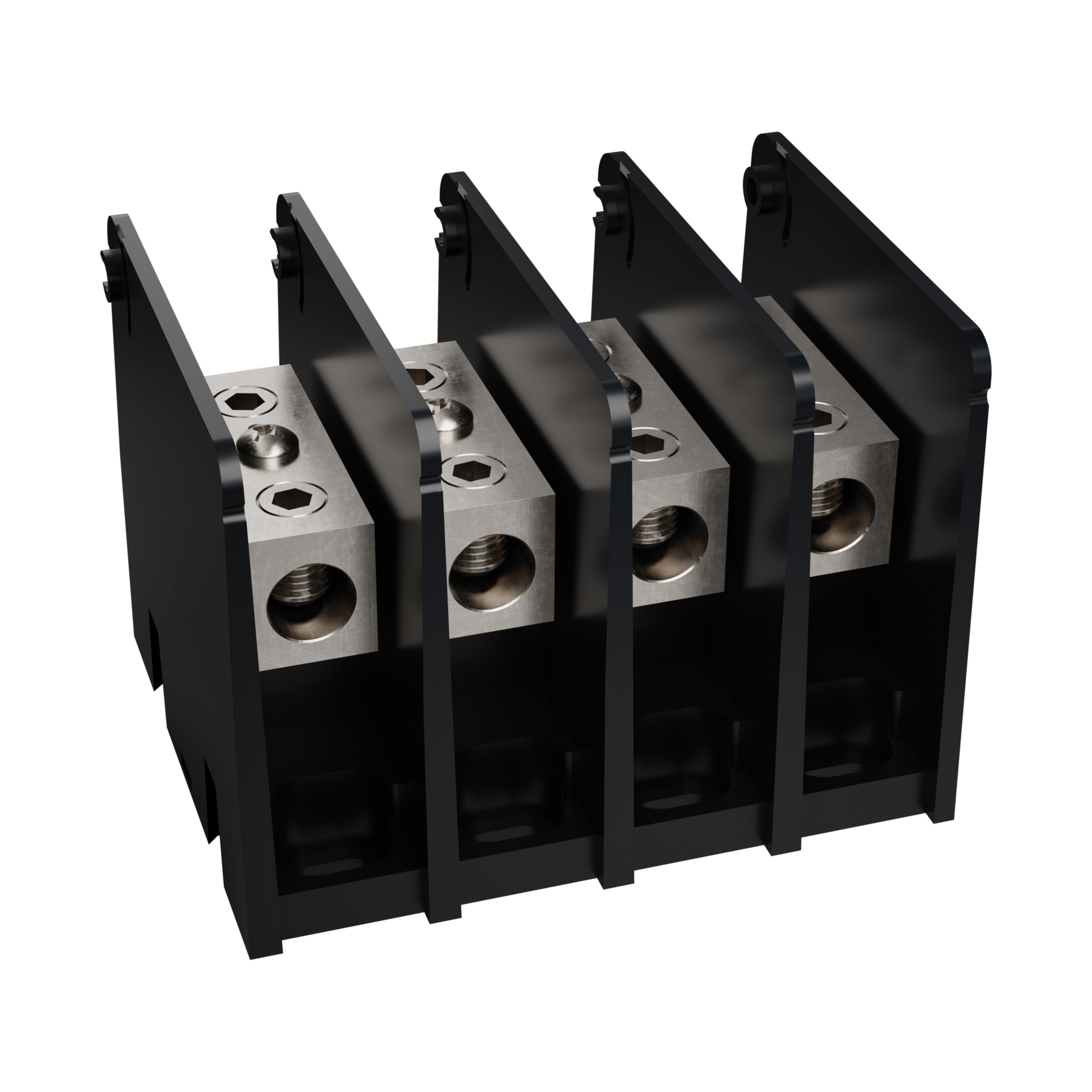 Product image for Open-Style PDB UL 1953 1000V Tin-plated Copper - 175A 4-Pole 1 - 1 openings; 2/0-#14 --- 2/0-#14 Box to Box