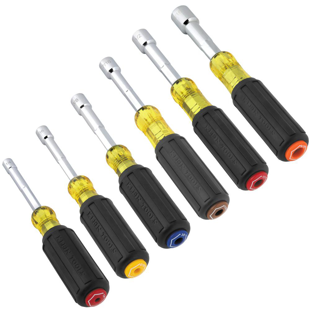 Product image for KLEIN 65456MAG TOOL NUT DRIVER SET COLOUR CODED MAGNETIC HOLLOW SHAFT HEAVY DUTY 6 PIECE