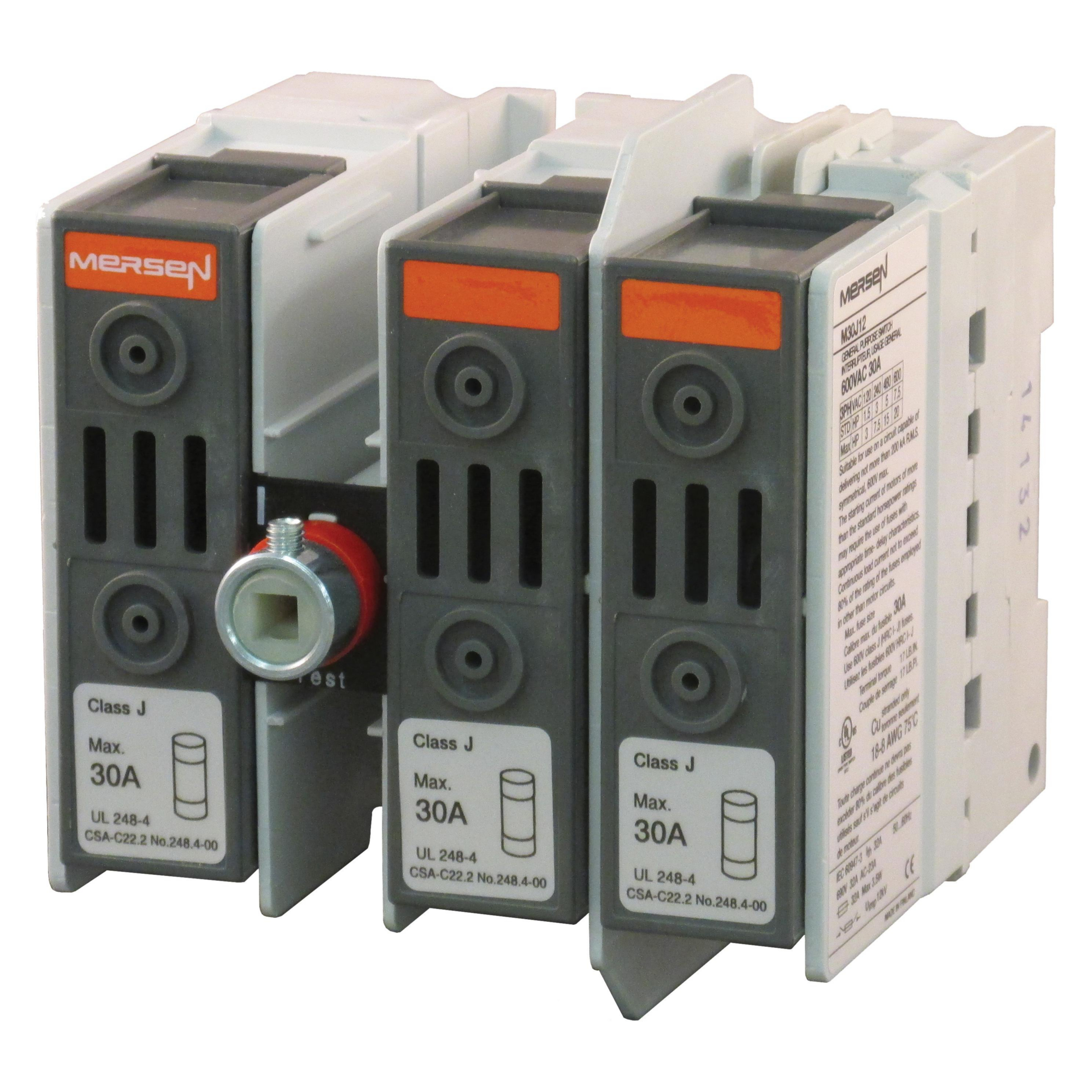 Product image for UL 98 Fusible Switch 600VAC Class J 30A 3-Pole Configuration: 1-2