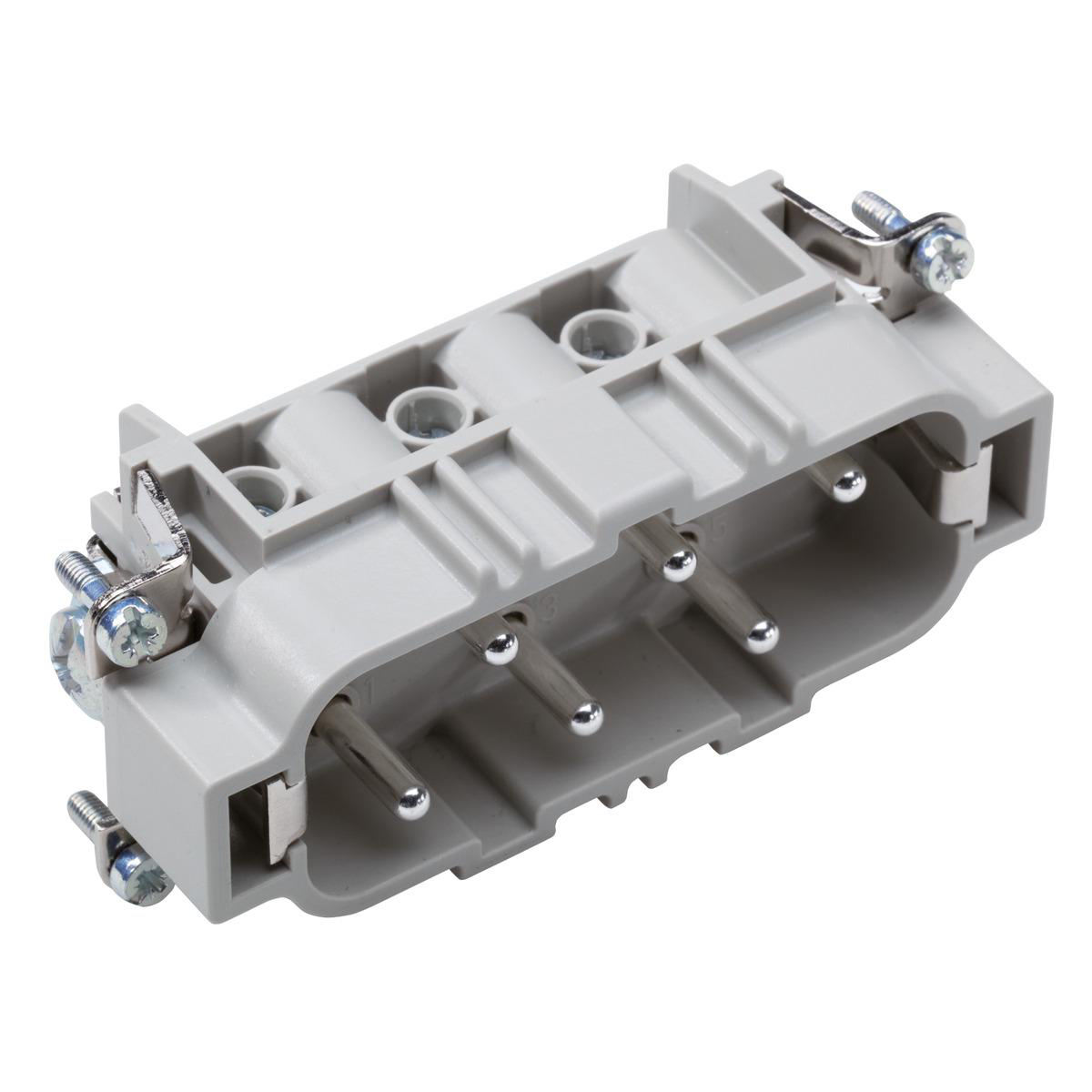Product image for EPIC 10170000 MALE PLUG CONNECTOR INSERT 6 PIN RECTANGULAR 35A 600V #1-6 SCREW TERMINATION HBS6
