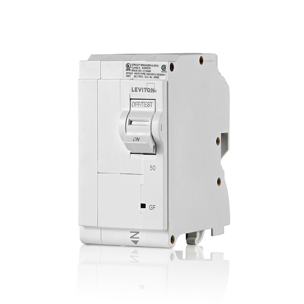 Product image for LEVITON LB250-G 50A 2-P GFCI BRKR 120/240V AC/CA MAX HM
