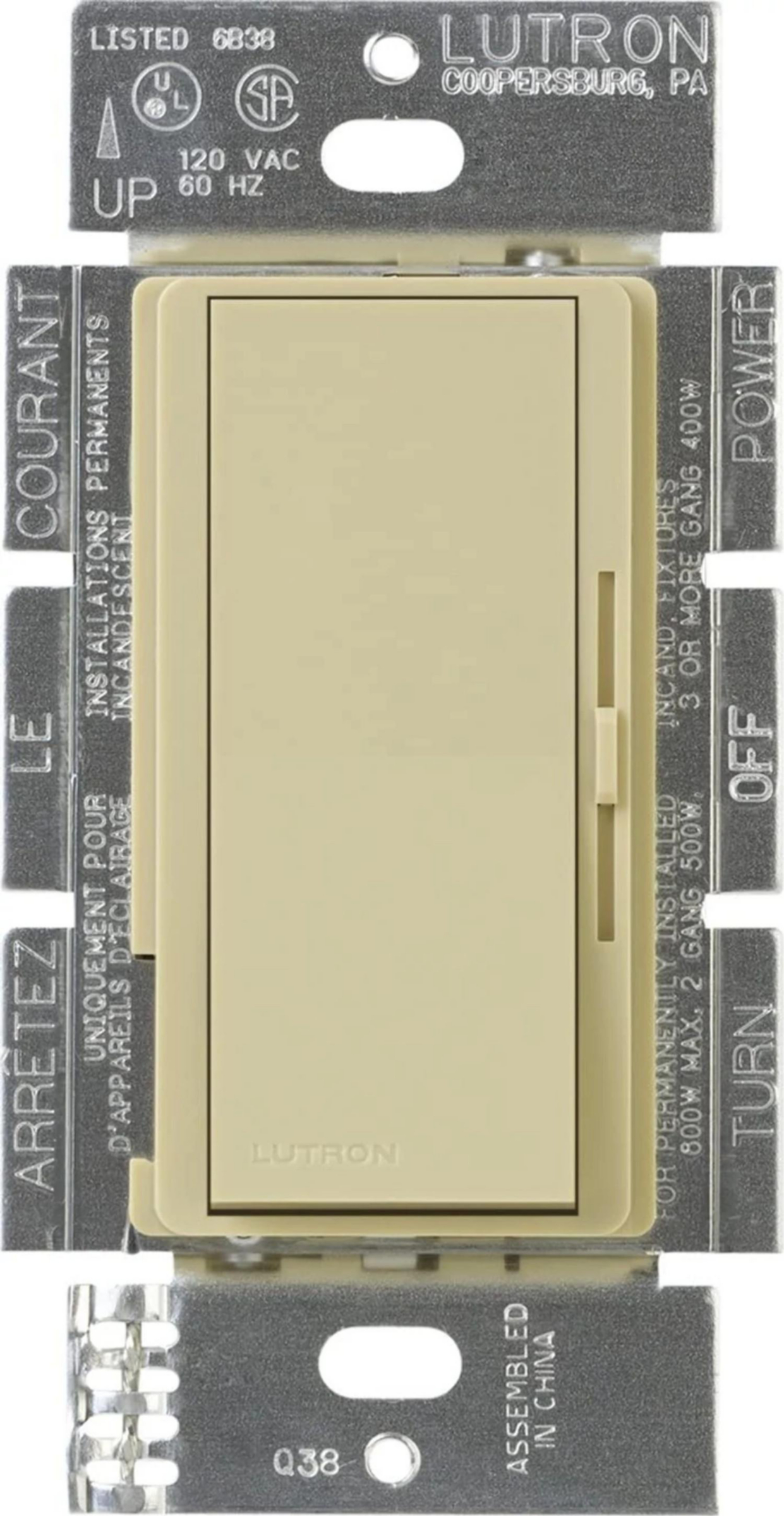 Product image for LUTRON DVF-103P-IV DIMMER LED 1POLE OR 3WAY FLUORESCENT IVORY
