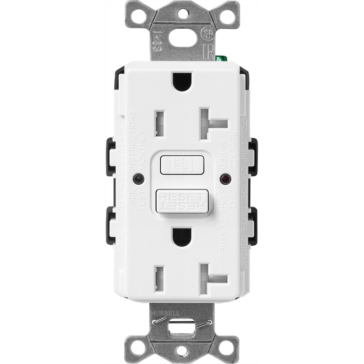 LUTRON SCR-20-GFST-SW RECEPTACLE GFCI 20A 120V TAMPER RESISTANT SNOW WHITE