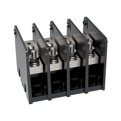 Product image for Open-Style PDB UL 1953 1000V 135A Tin-plated Aluminum - 175A 4-Pole 1 - 1 openings; 2/0-#14 --- 1/4-20 x 5/8 Box to Stud
