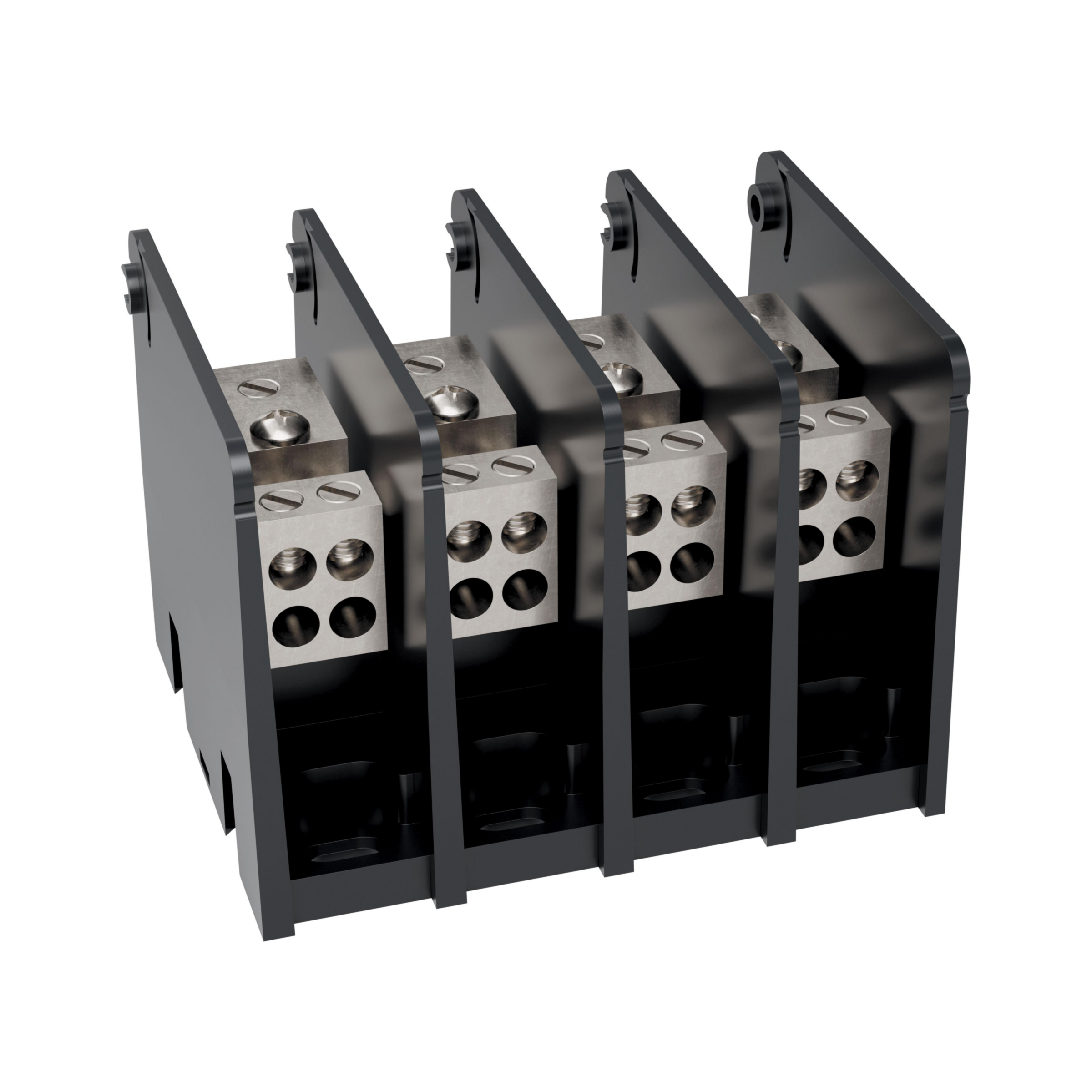 Product image for Open-Style PDB UL 1953 1000V 65A Tin-plated Aluminum - 85A 4-Pole 1 - 4 openings; #4-#14 --- #4-#14 Box to Box