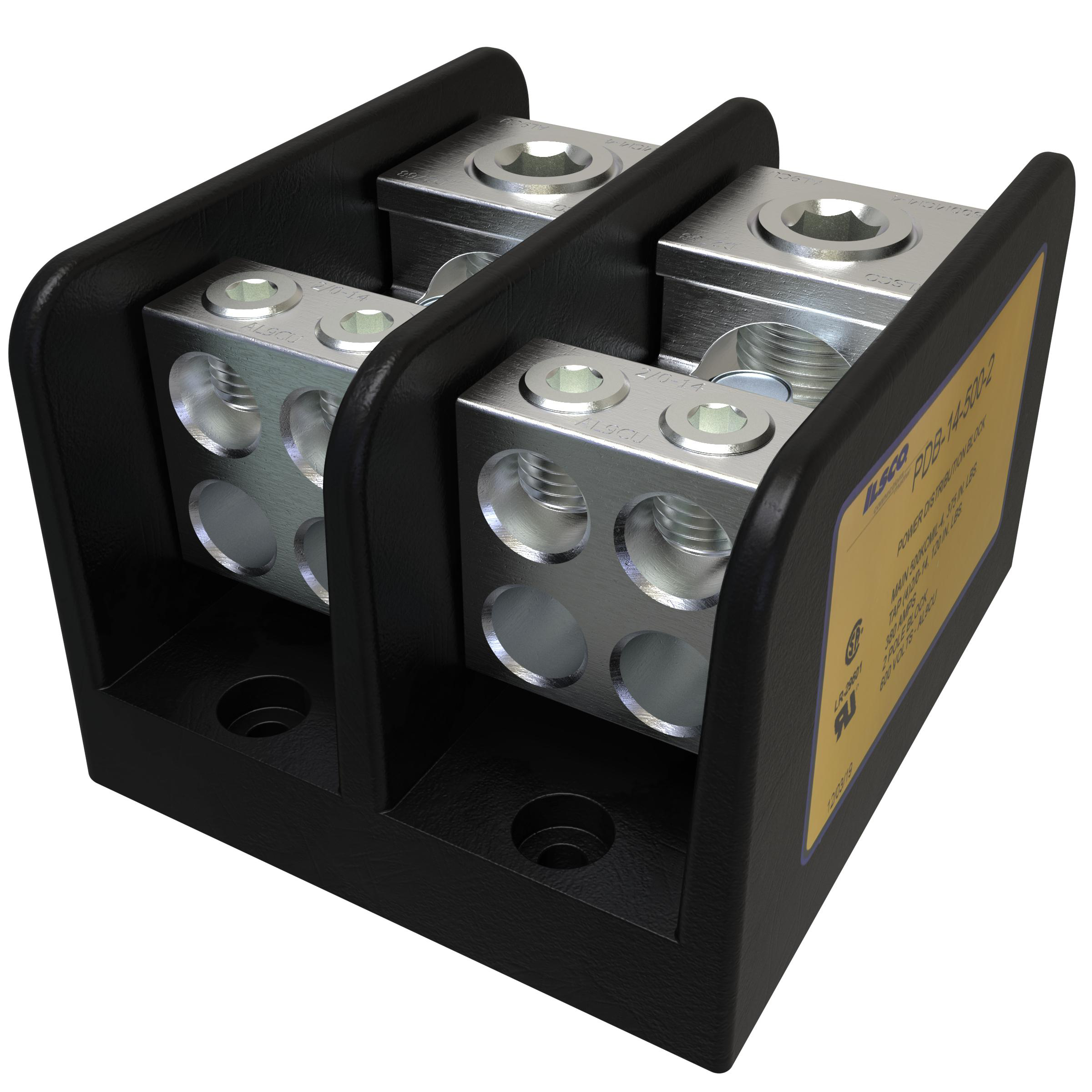 Product image for Block power distribution 2-pole 4-500KCMIL 380A MED