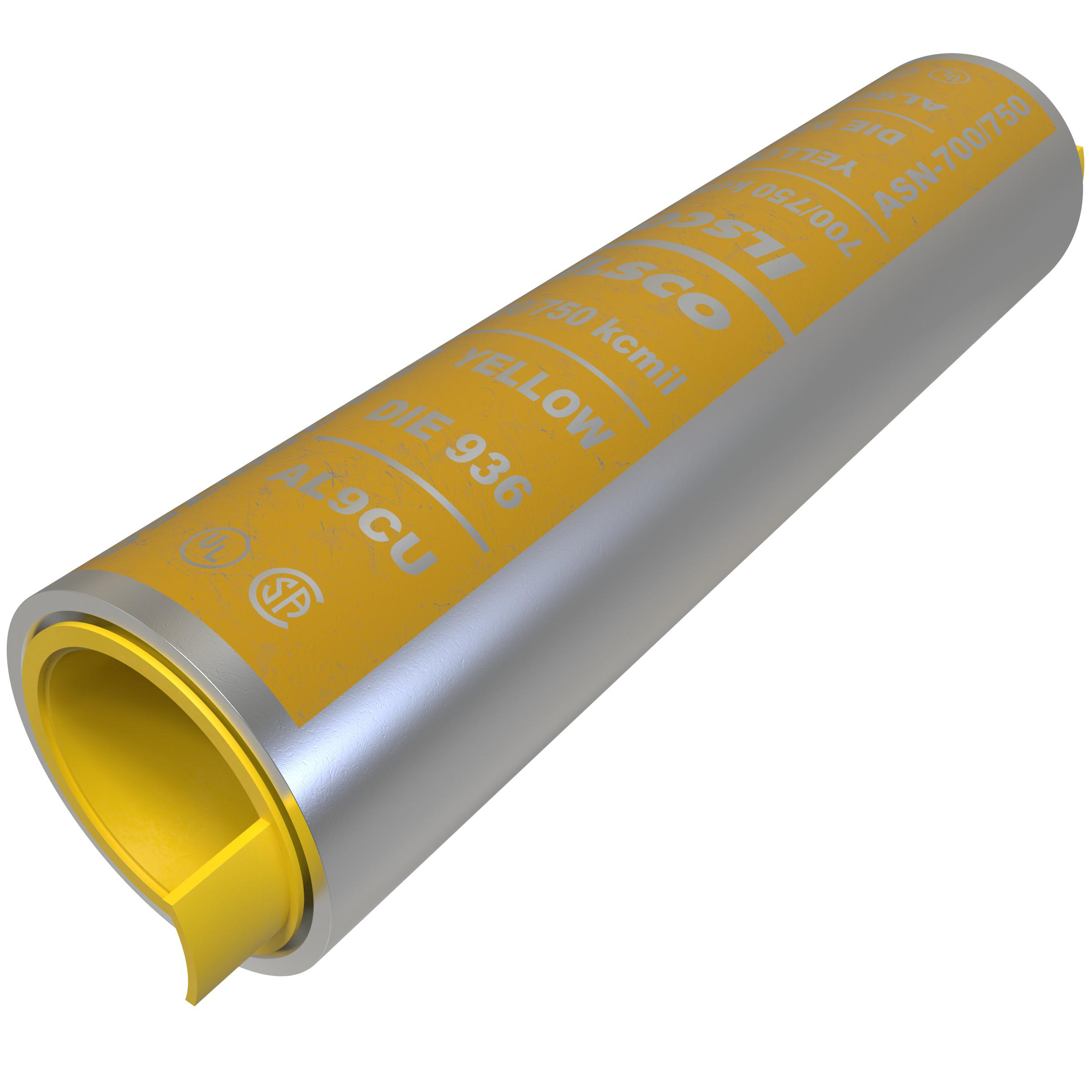 Product image for Sleeve compression aluminium 750kcmil yel 1.18in
