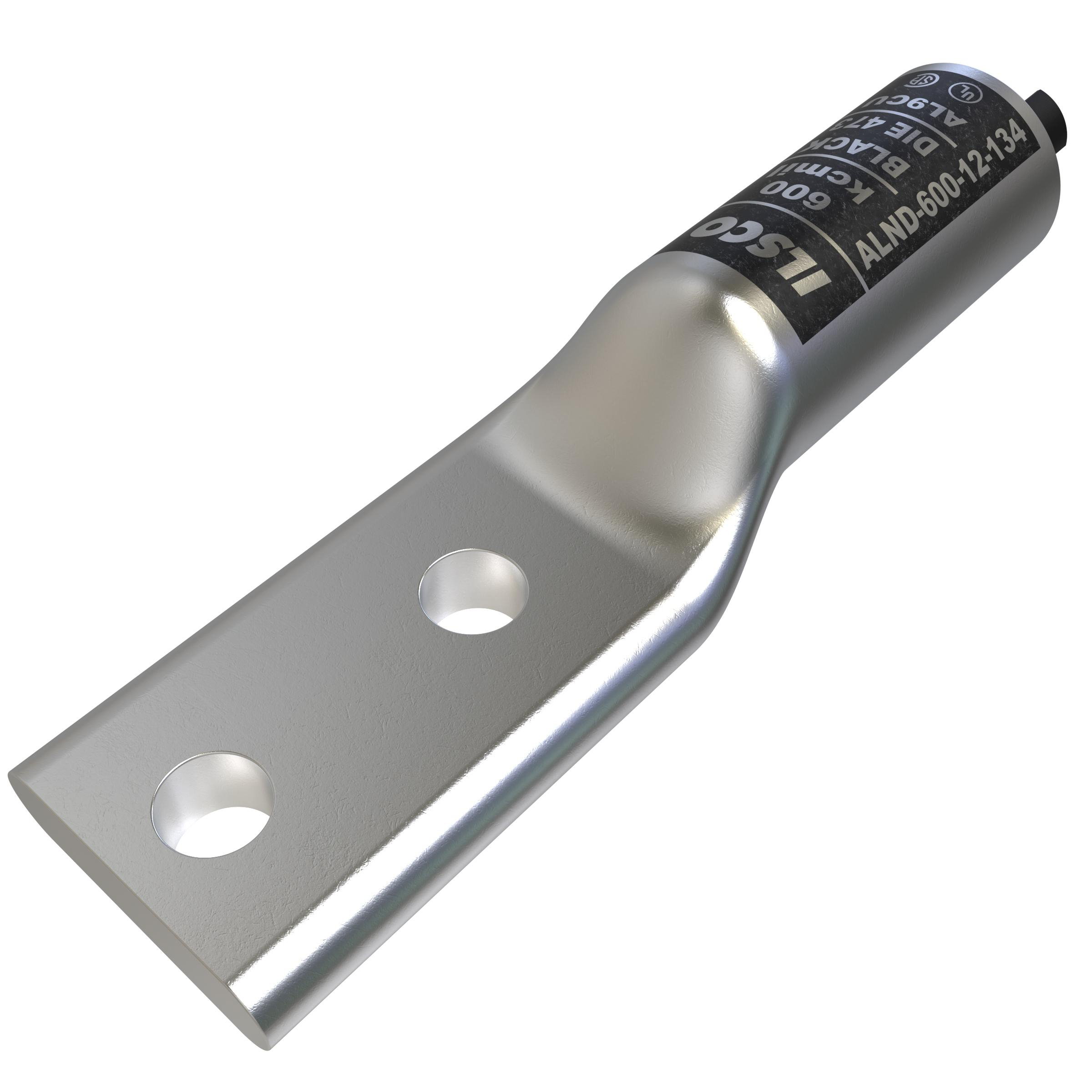 Product image for Lug compression aluminium 600kmcil 2H blk 1/2in