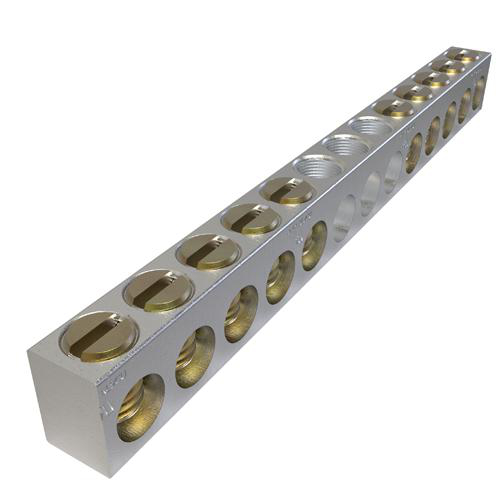 Product image for Bar neutral 10-circuits aluminium 4.104x0.312x0.437"