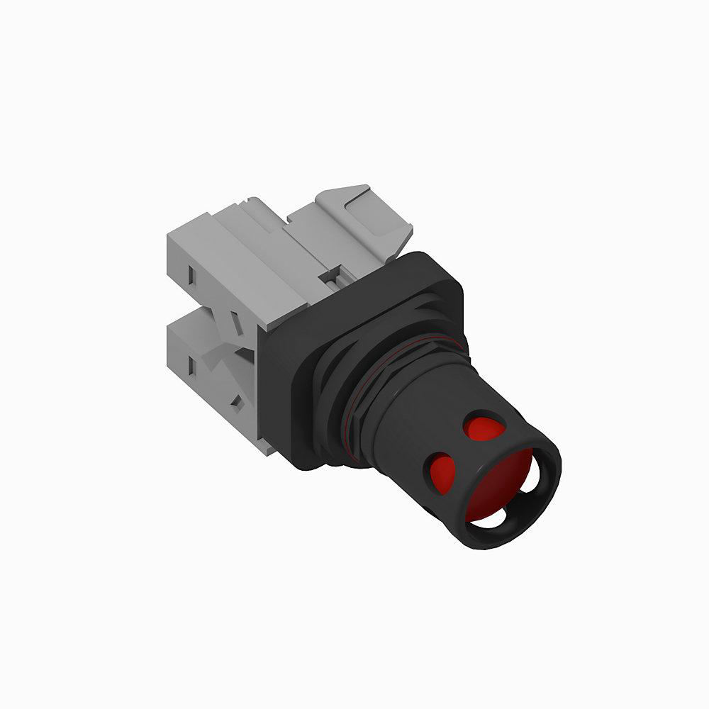 Product image for Pushbutton 1NO extended head with guard LED 12-130VAC/DC red lens