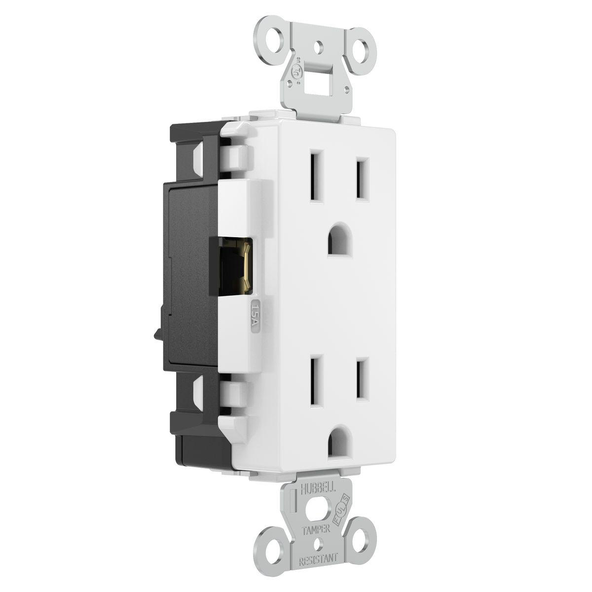 Product image for EDGE, DECO RCPT, TR, COM, 15A 125V, WH