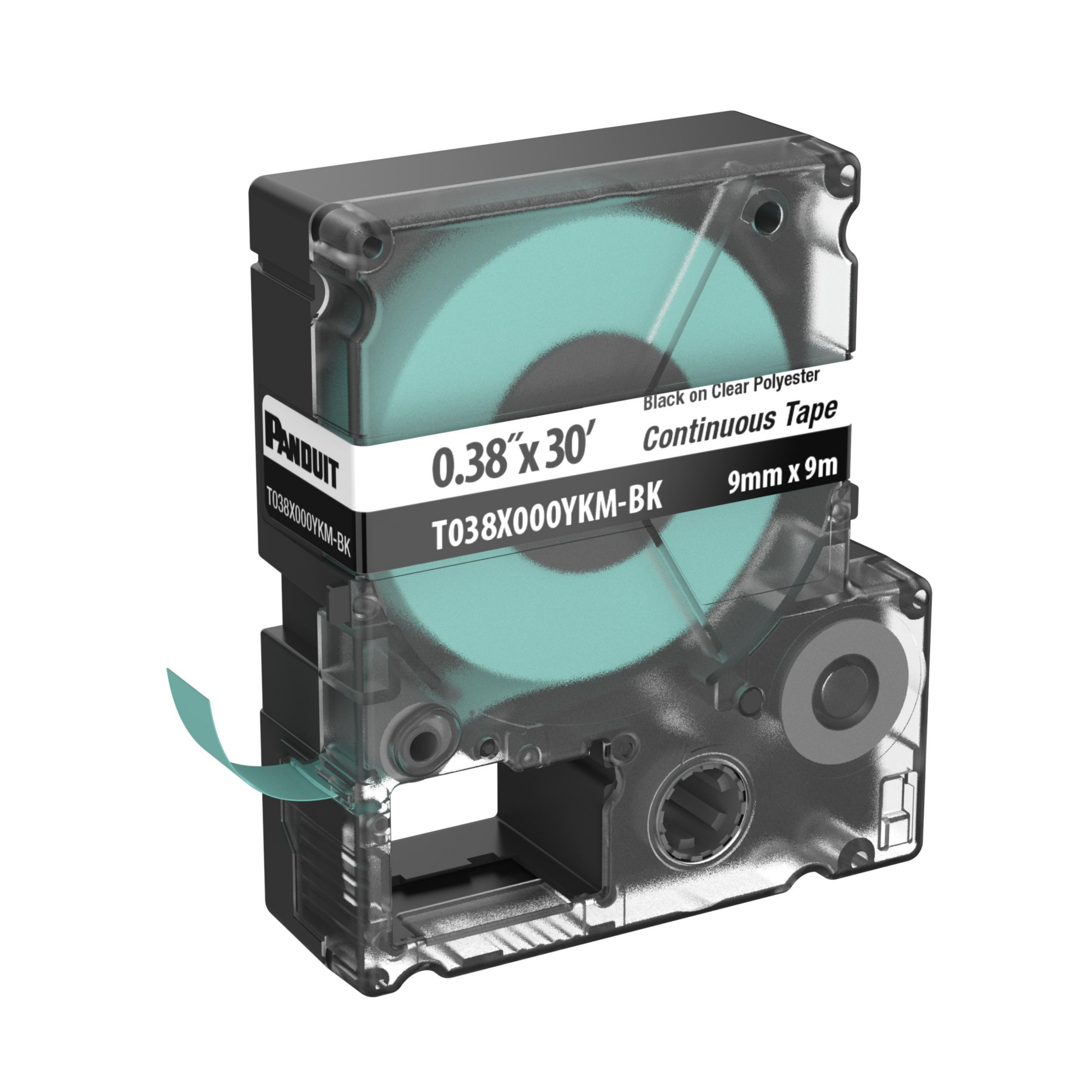 PANDUIT T038X000YKM-BK PXE MP PRINTER CONT TAPE SAFETY & ID POLYEST BLK/CLR .38"W