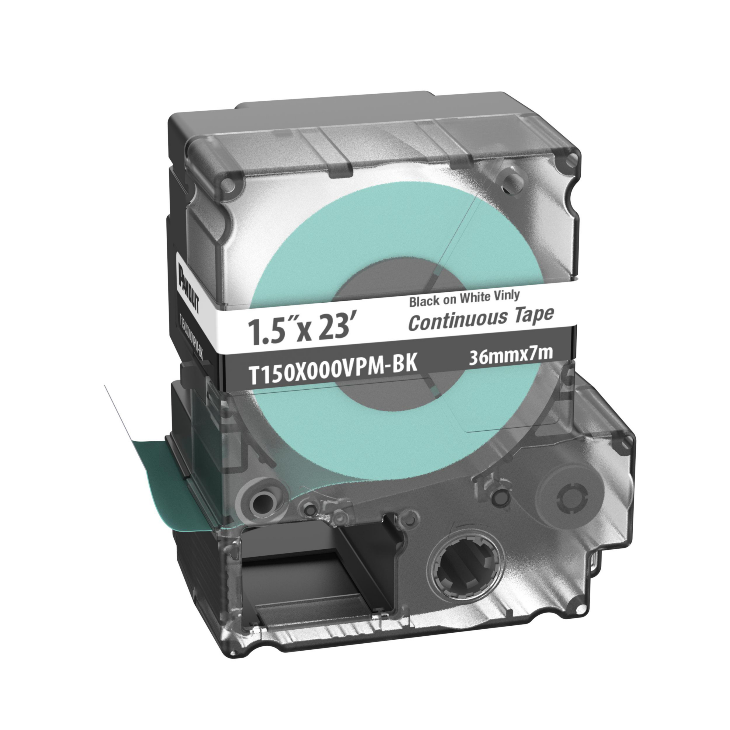 Product image for PXE™ T150X000VPM-BK MP Printer Cont. Tape, Safety & ID, Vinyl, Blk/Wht, 1.5" W