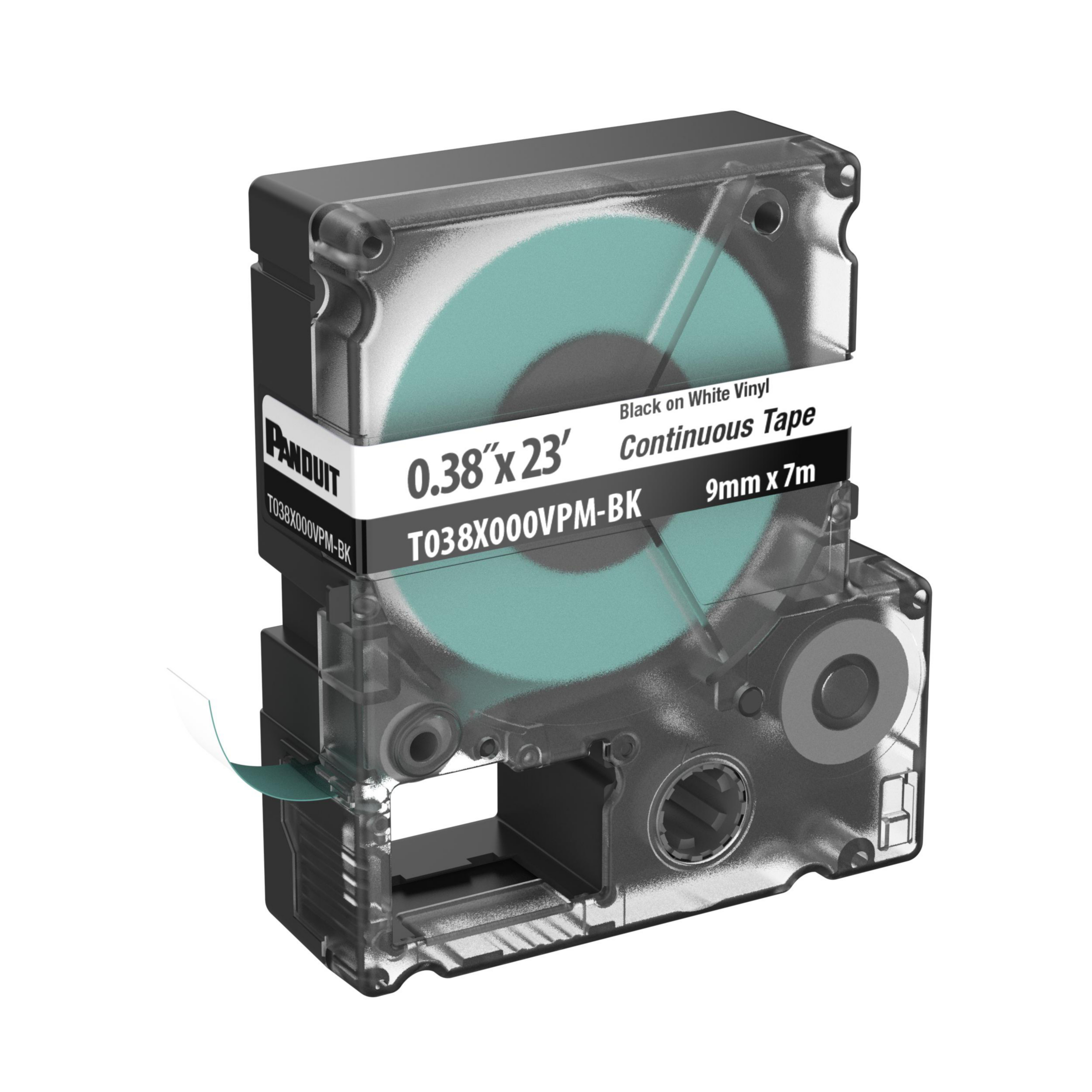Product image for PXE™ T038X000VPM-BK MP Printer Cont. Tape, Safety & ID, Vinyl, Blk/White, .38"