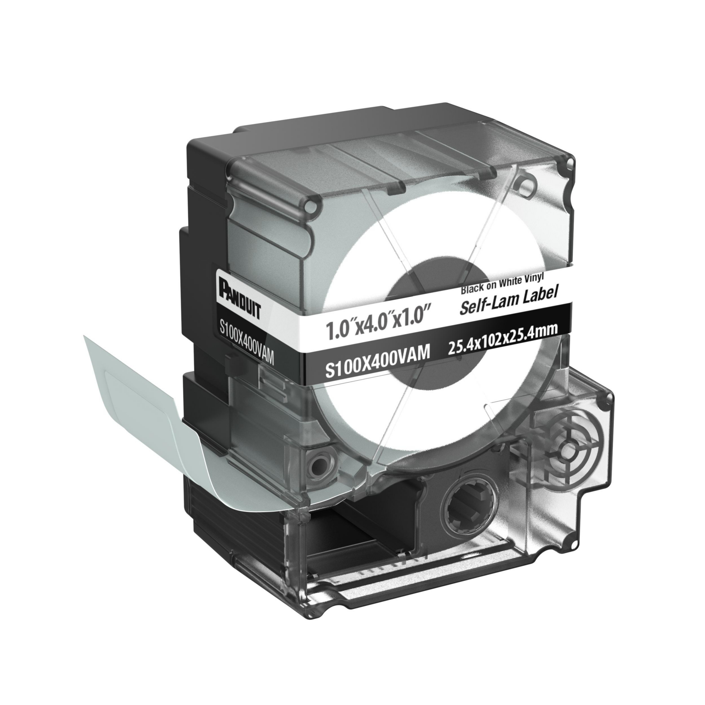 Product image for PXE™ S100X400VAM MP Printer Self-Lam Label, Vinyl, White, 4"x1", 1"POH