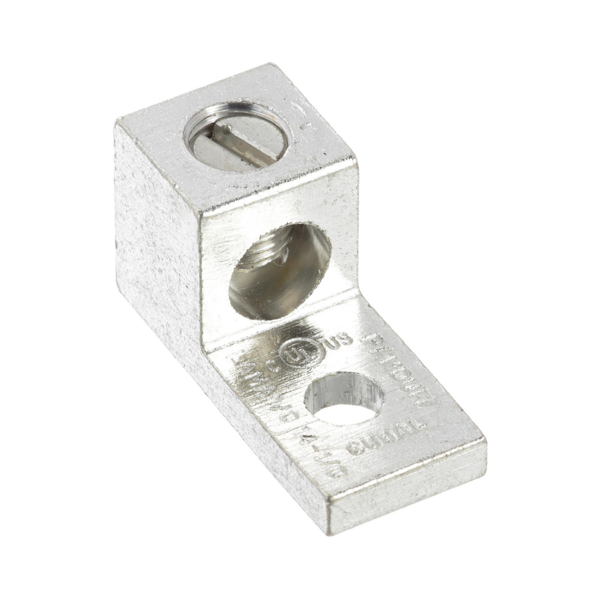 Product image for Pan-Lug™ LAMA1/0-14-L Al Mech,1/0, Tin Plt, 1hole, 1/4" Stud,PK50