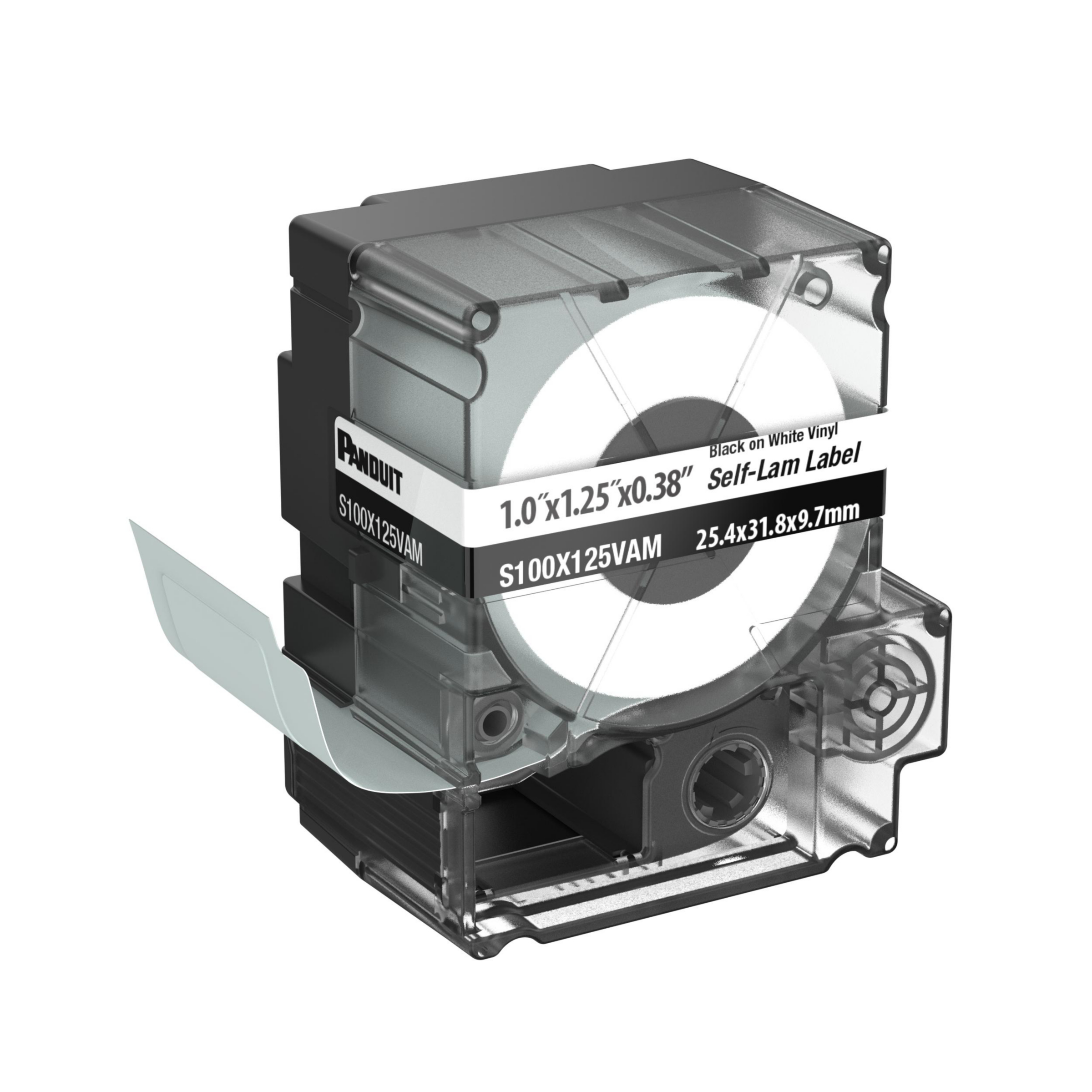 Product image for PXE™ S100X125VAM MP Printer Self-Lam Label, Vinyl, White, 1.25"x1", 0.38"POH