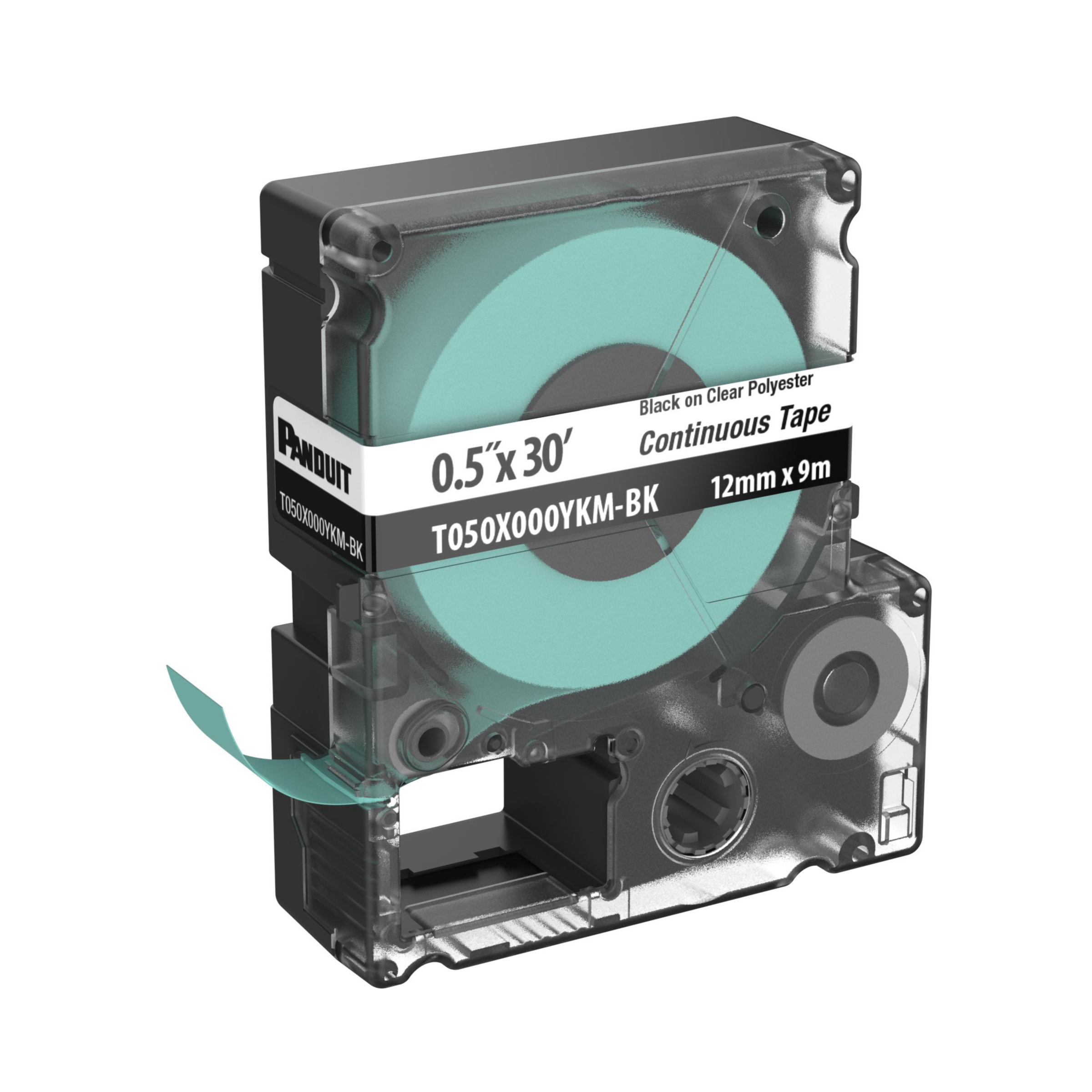 PANDUIT T050X000YKM-BK PXE MP PRINTER CONT TAPE SAFETY & ID POLYEST BLK/CLR 0.5"W