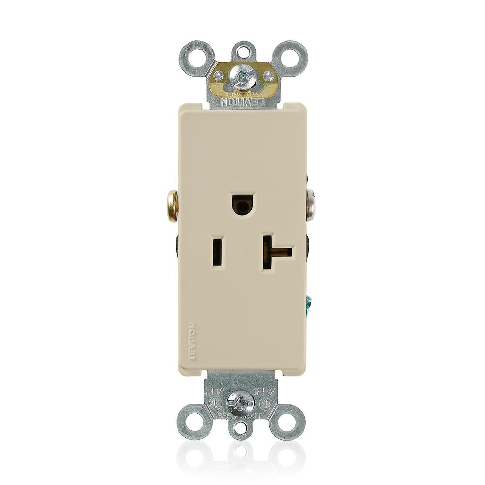 Product image for Receptacle straight single 2P 3W 125V 20AMP ivory