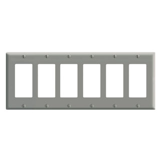 Product image for Wallplate standard 6-gang thermoset gray