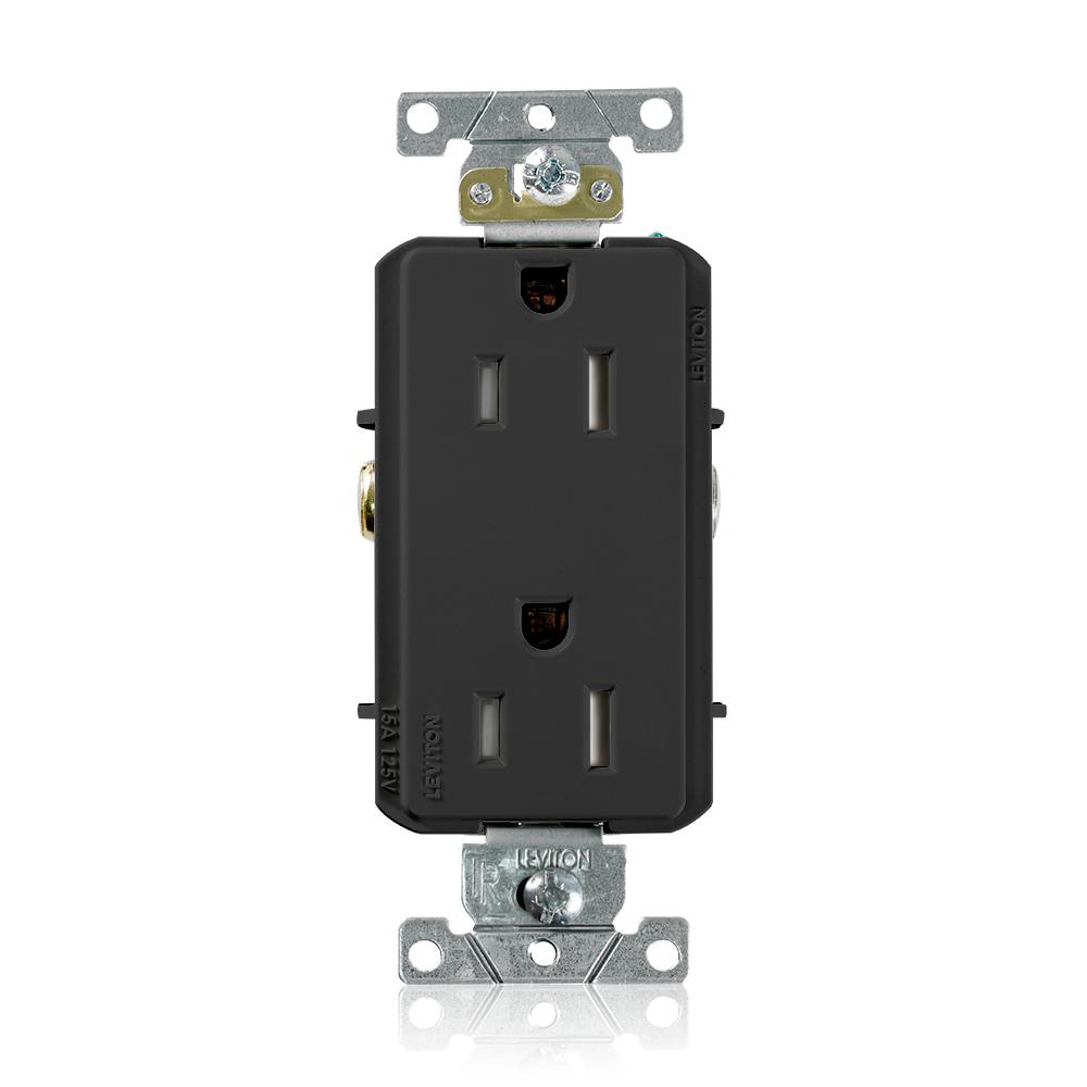 Product image for Receptacle tamper-resistant duplex decora plus 2P 3W 125V 15AMP black