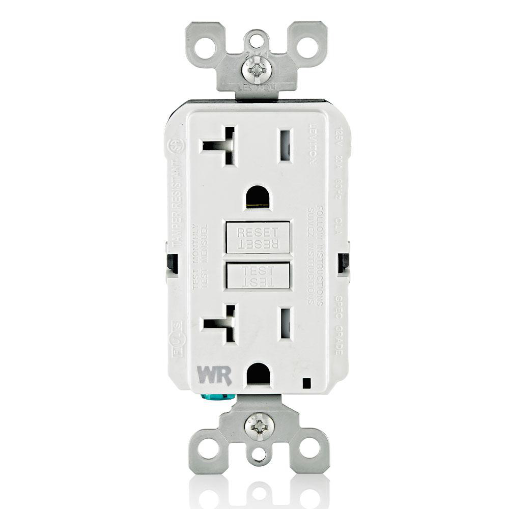 Product image for Receptacle GFCI commercial grade LED tamper resistant 20A 125V white
