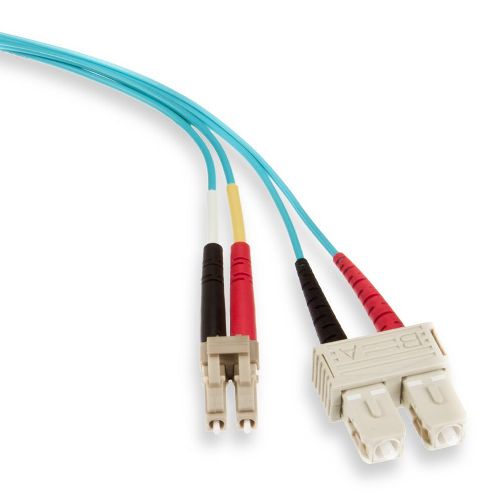Product image for Economy Patch Cord, 50/125 um Multimode OM3, OFNR Duplex, SC-LC, 1 meter