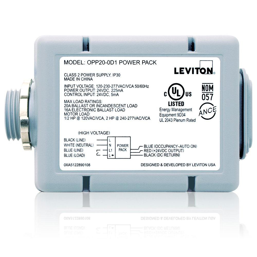 LEVITON OPP20-D2 GY POWERPACK AUTO/MANU ON LATCHING 24VDC
