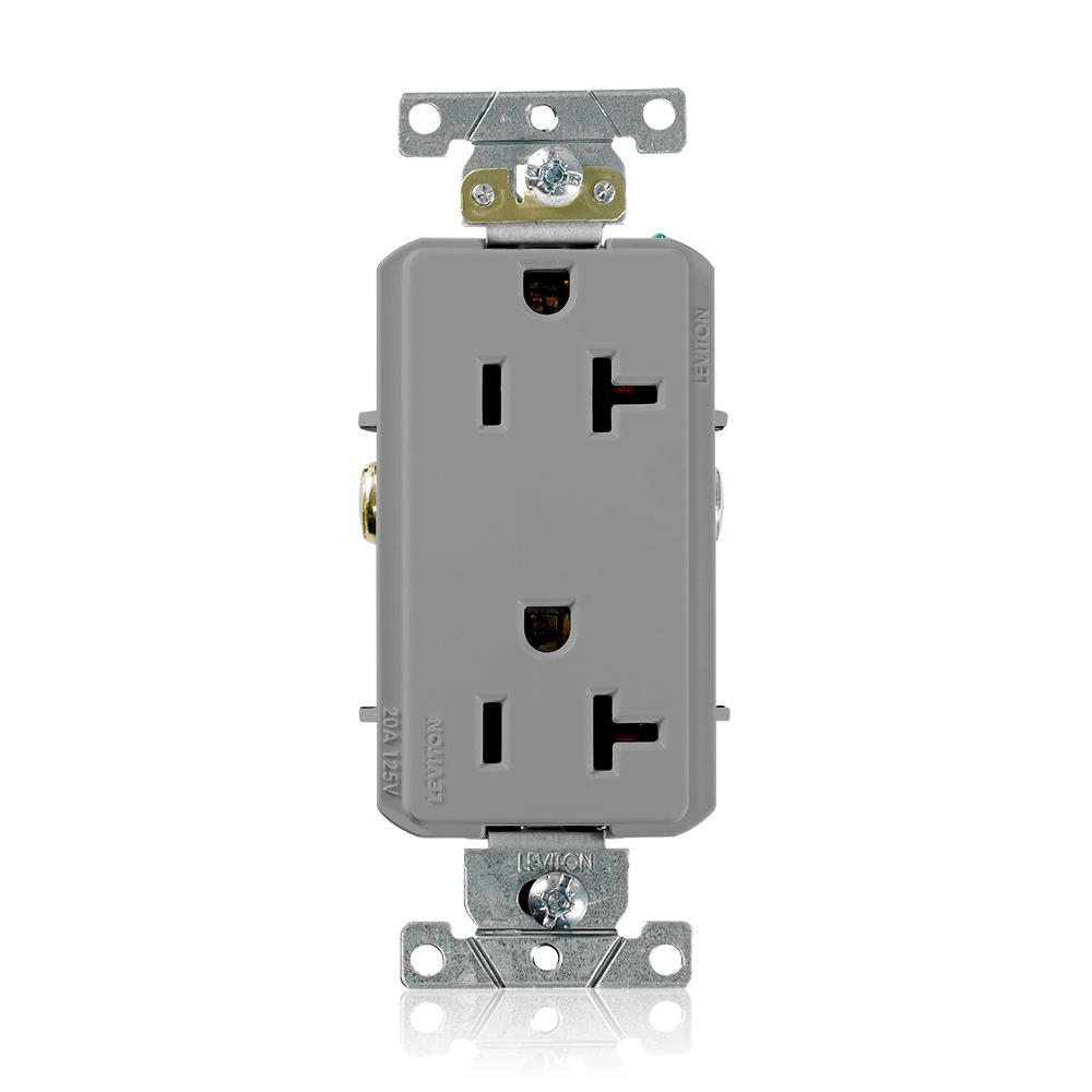Product image for Receptacle straight duplex 2P 3W 125V 20AMP grey