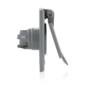 Product image for Receptacle locking power inlet 2P 3W 125V 15AMP gray
