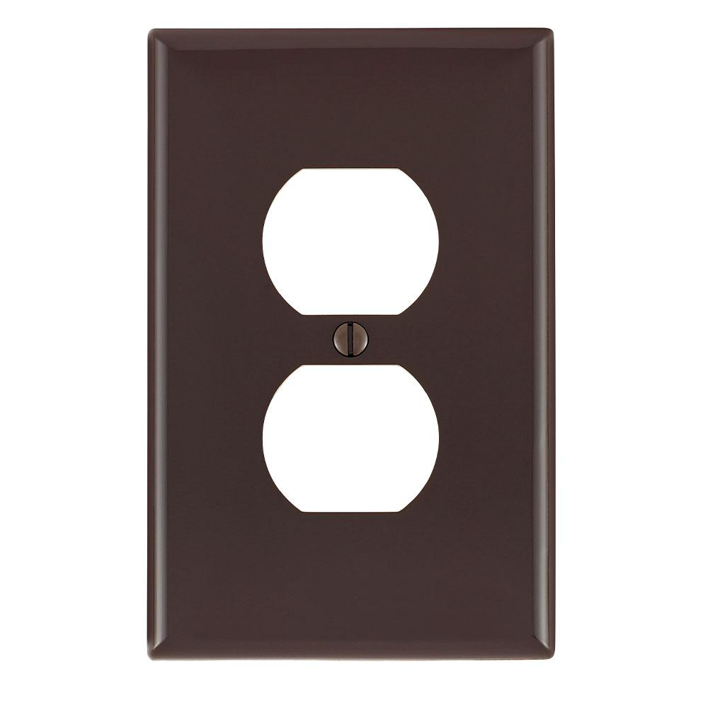 Product image for Wallplate midway 1-gang duplex receptacle thermoplastic brown