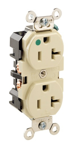 Product image for Receptacle straight 2P3W 125V 20A ivory