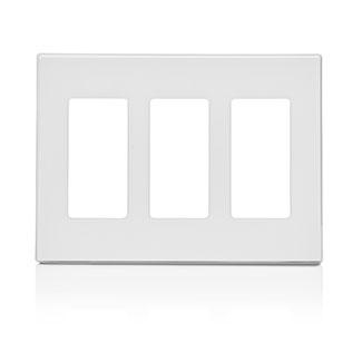 LEVITON 80311-SW COVER DECORA 3-GANG WHITE SCREWLESS SNAP ON WALLPLATE