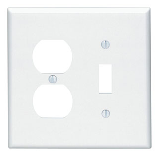 Product image for Wallplate midway 2-gang 1-toggle 1-duplex thermoset white