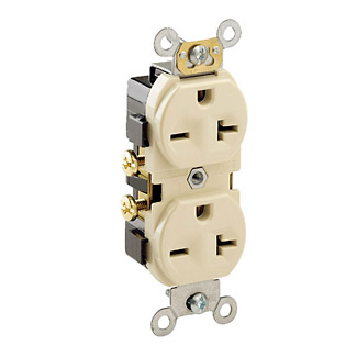 Product image for Receptacle straight 2P3W 250V 20A ivory