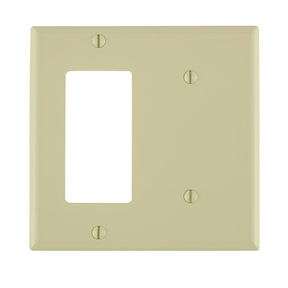 Product image for Wallplate combination standard 2-gang 1-blank 1-decora/GFCI thermoplastic ivory
