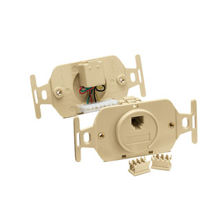 Product image for Insert wallplate telephone round 6P4C USOC ivory