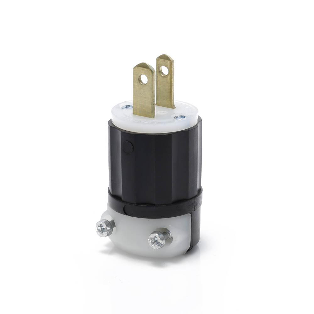 Product image for Plug straight blade 2P 2W 125V 15AMP black-white