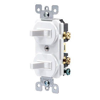 Product image for Switch combination duplex 1-pole/1-pole AC 120/277V 20AMP white
